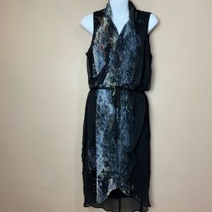 🆕 Simply Vera Black Chiffon Beaded Faux Wrap Special Occasion Dress, Size XS